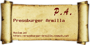 Pressburger Armilla névjegykártya